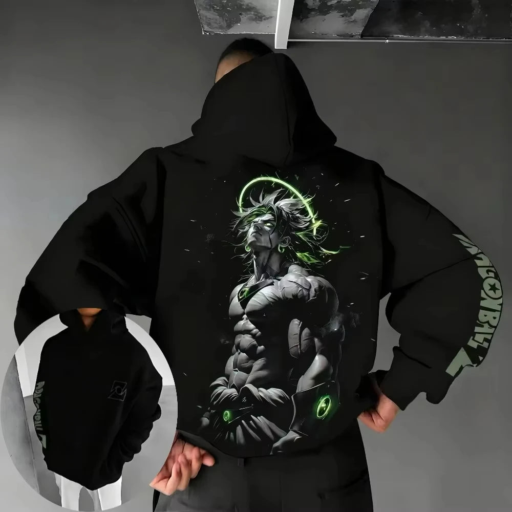 Sudadera con capucha estampada «Dragon Ball Z Broly Neon Halo Art» para hombre y mujer; camisetas para hombre; sudaderas deportivas; sudaderas estilo Y2K
