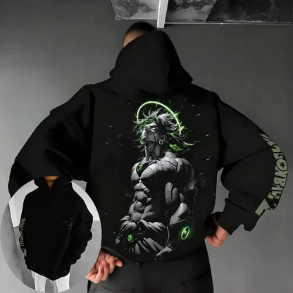 Sudadera con capucha estampada «Dragon Ball Z Broly Neon Halo Art» para hombre y mujer; camisetas para hombre; sudaderas deportivas; sudaderas estilo Y2K