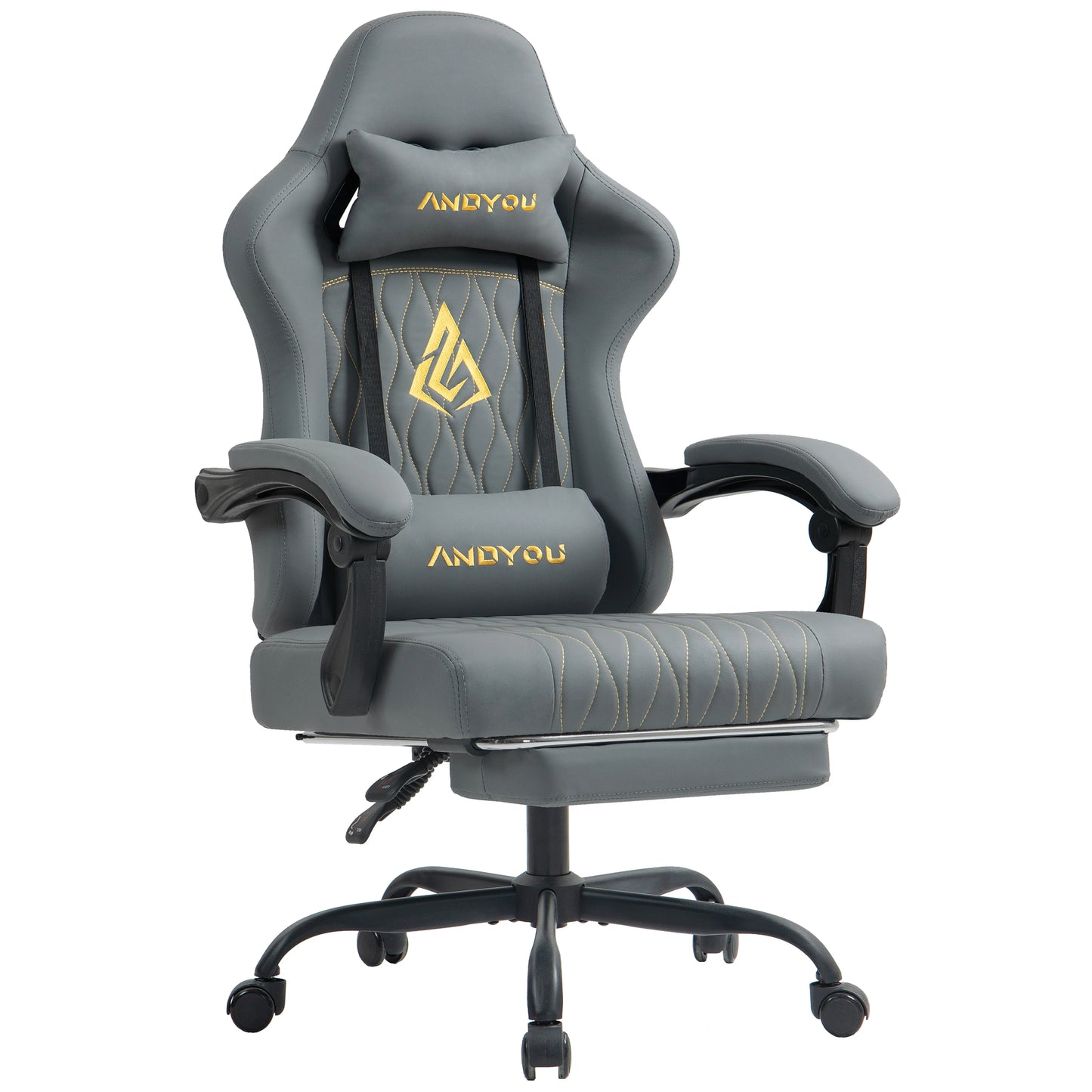 Andyou Ergonomic Gaming Chair - Swivel Reclining Gaming Chair , PU Leather Upholstery, Weight Capacity 150kg