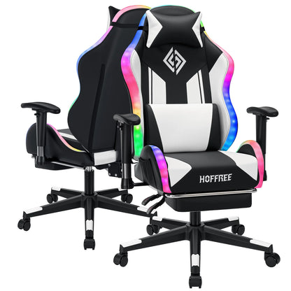 250Lbs Load LED Gaming Chair for Children 8-15Years, Adjustable Gamer Chair with LED Lighting, Footrest & Lumbar Support
