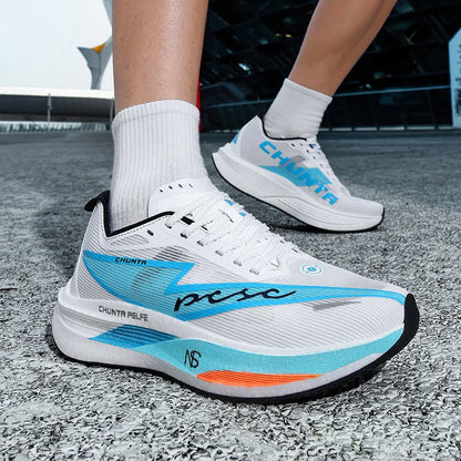 Men Running Shoes Carbon Board Specialty Marathon Sports Breathable Lightweight Women's Comfortable Nonskid Chunta Sneakers