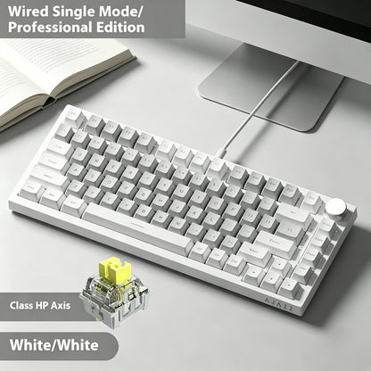 Teclado mecánico con cable AJAZZ AK820 75%: hot‑swappable, retroiluminación RGB/blanca/azul hielo, control con perilla de volumen | Para oficina y gaming