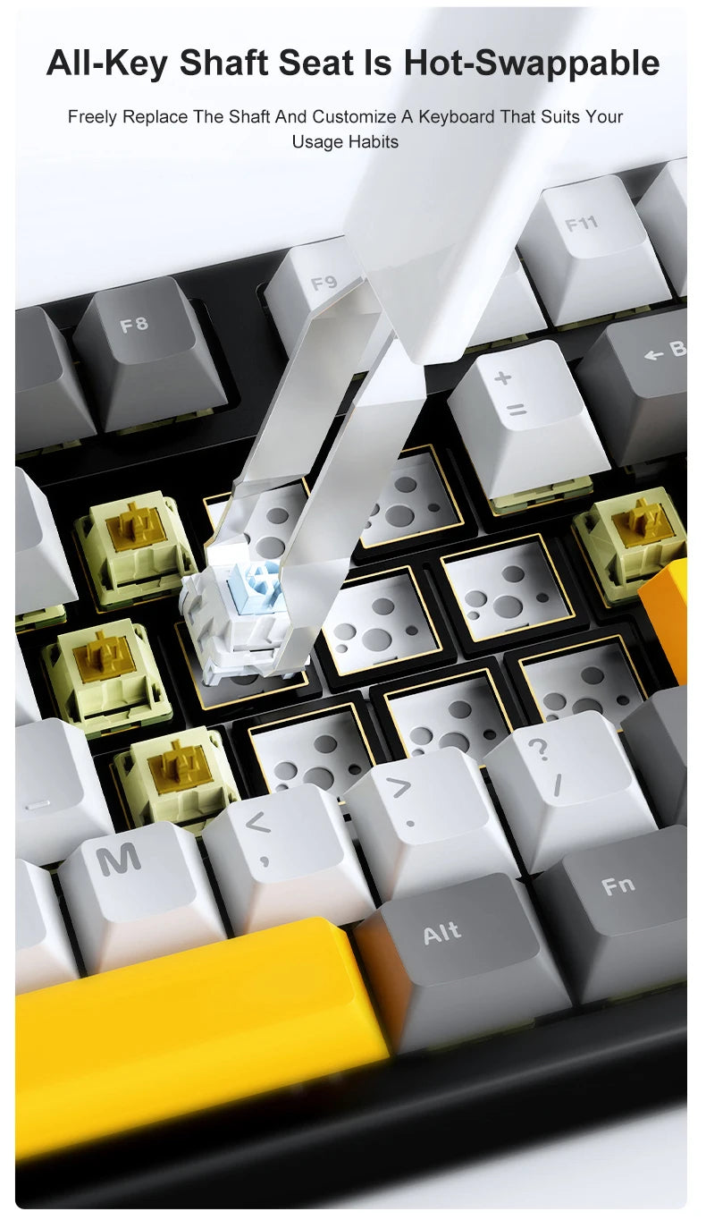 Ajazz AK35I V3/V4 MAX Tri-mode Wired Bluetooth Wireless Gaming Keyboard Gasket Full Key Hot Swap 104 Keys Customized Keyboard