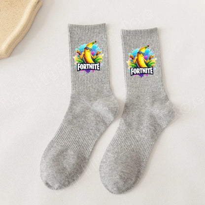 Fortnite Socks Cartoon Game Character Long Sock for Kids tudents in Spring and Autumn Solid Color Cotton Socks Birthday Gifts