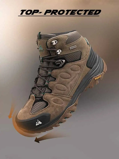 HIKEUP High-Top Men Hiking Boots Winter Outdoor Shoes Lace-Up Non-Slip Sports Casual Trekking Boots Men Suede Warm Shoes