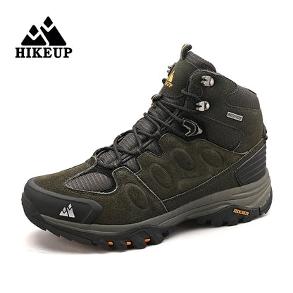 HIKEUP High-Top Men Hiking Boots Winter Outdoor Shoes Lace-Up Non-Slip Sports Casual Trekking Boots Men Suede Warm Shoes