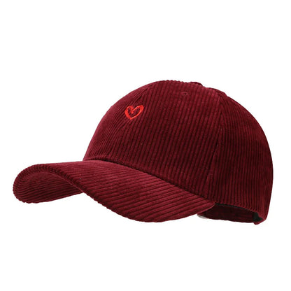 New Little Love Embroidered Corduroy Baseball Cap Spring and Autumn Women's Korean Fashion Simple Sun Hat Outdoor Casual Caps