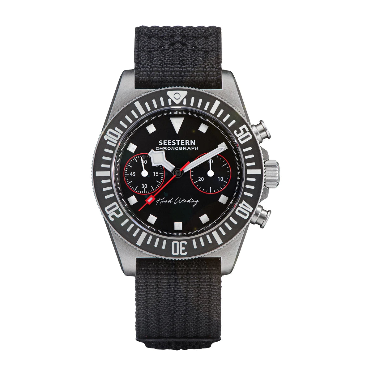 SEESTERN cronógrafo para hombre, reloj mecánico con movimiento Tianjin ST1901, cristal de zafiro, correa de nailon con velcro, esqueleto luminoso