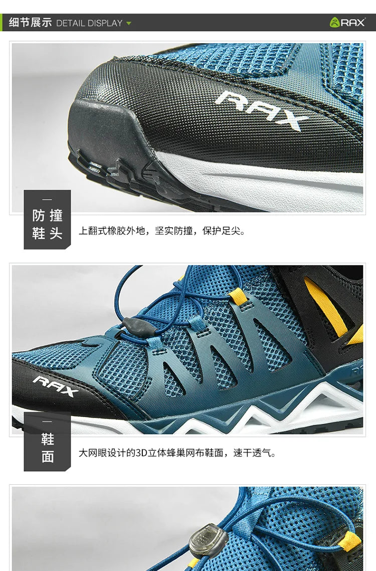 Rax Men's Aqua Upstreams Shoes Quick-drying Breathble Fishing Shoes Women Hole PU Insole Anti-slip Water Shoes hiking