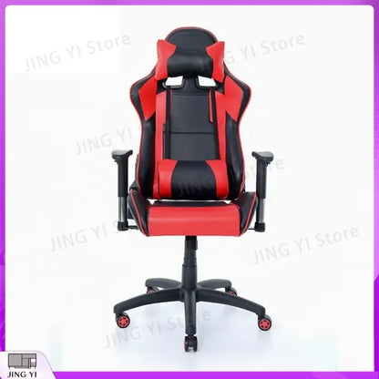 Chaise de jeu ergonomique avec fonction de massage, hauteur réglable, inclinable, en cuir PU, chaise de bureau, pédale repose-pieds, chaise d'ordinateur