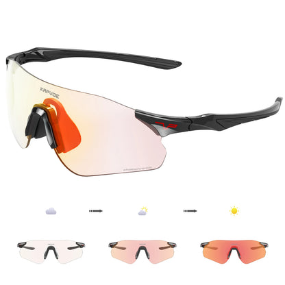 Kapvoe Neue Outdoor-Lauf- und Fahrradbrille, photochrome Sonnenbrille für Damen und Herren, Sportbrille für Marathon und Radfahren, UV400-Schutzbrille