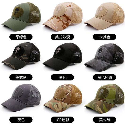 New Camo Baseball Cap for Men, Tactical Military Style with Velcro Patch, Outdoor Hiking Sun Hat & Peak Cap