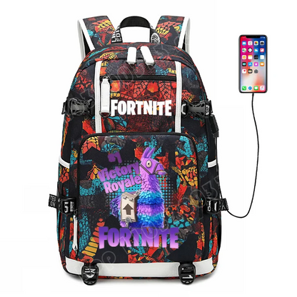 Mochila escolar Fortnite con estampado del juego para estudiantes, niños y niñas, gran capacidad, impermeable, ligera y resistente, regalo de cumpleaños