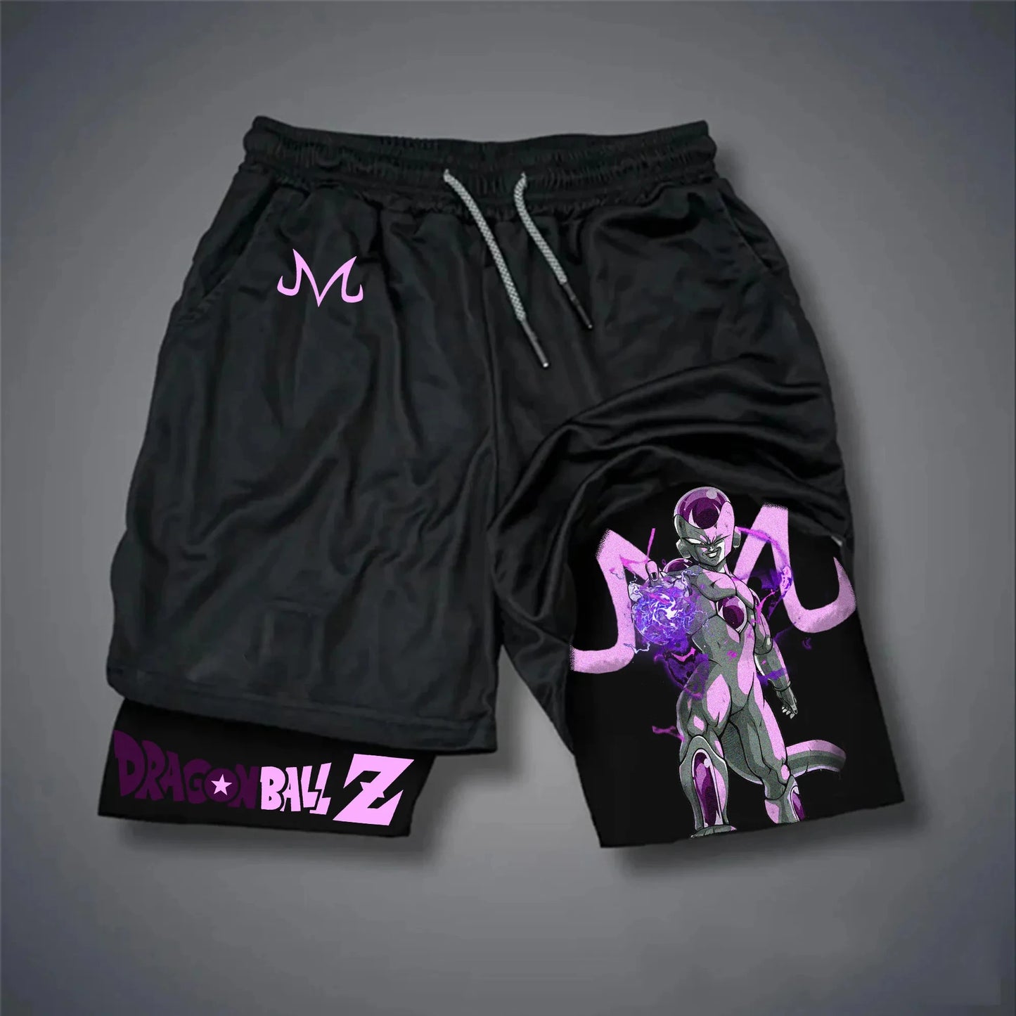 Short doble con estampado de periféricos de Dragon Ball, Majin Buu y GOKU, estilo deportivo americano, cómodo para verano, para hombre, holgado y transpirable
