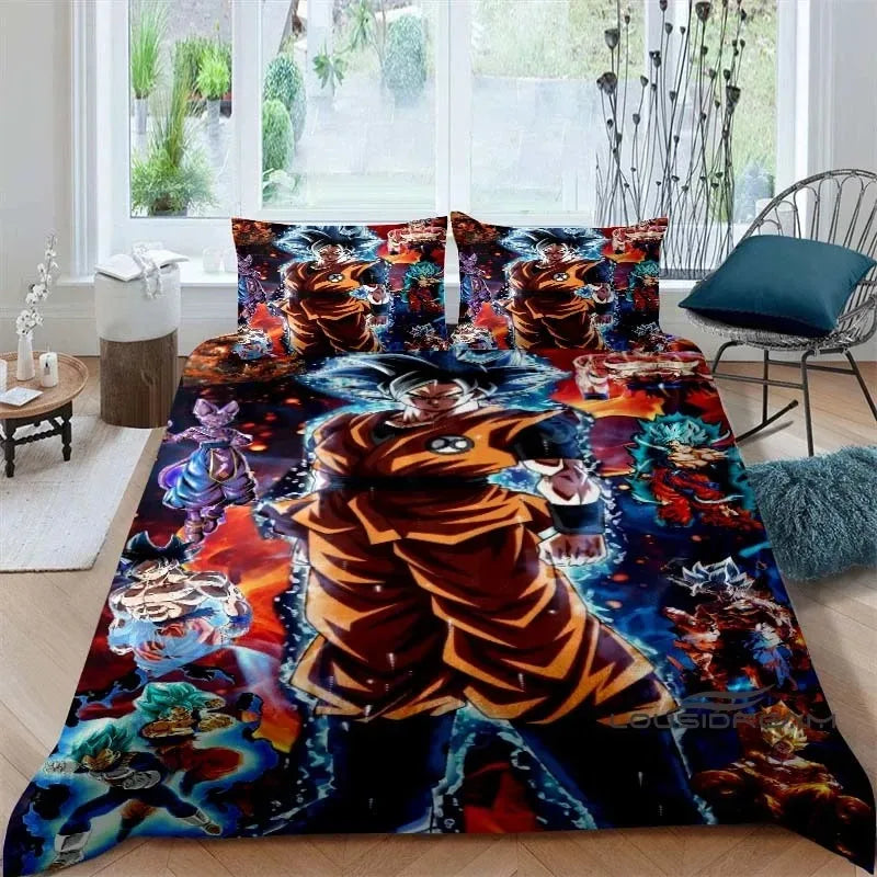 Cartoon/Anime Son Goku Dragon Ball bedrukte beddengoedset: deze zachte en comfortabele set bevat een dekbedovertrek en kussensloop