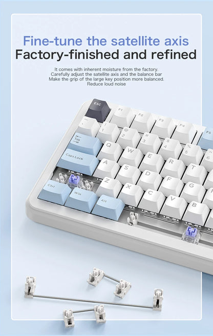 F75 Mechanical Keyboard FREEWOLF 81 Keys Layout Metal Knobs PBT Keycaps,Fully Hot-swappable Keys RGB Multi-color Backlighting