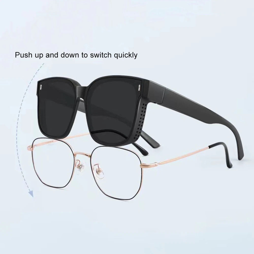 Gafas de sol polarizadas de moda para llevar sobre gafas graduadas para miopía; gafas portátiles para hombre y mujer, de estilo vintage, para pesca y conducción