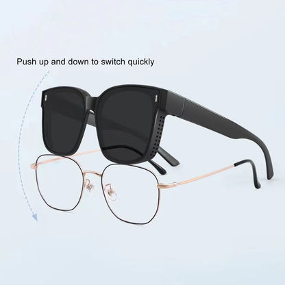 Gafas de sol polarizadas de moda para llevar sobre gafas graduadas para miopía; gafas portátiles para hombre y mujer, de estilo vintage, para pesca y conducción