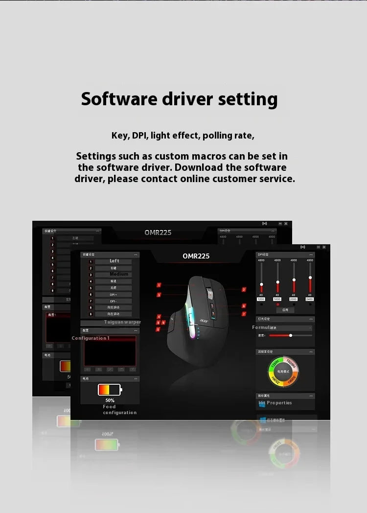 Acer Omr225 Gamer Mouse 3-mode Bluetooth Wireless Mouse Dual Scroll Ergonomic Mouse Custom Programming Gaming Mice Office Mice