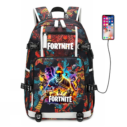 Mochila escolar Fortnite con estampado del juego para estudiantes, niños y niñas, gran capacidad, impermeable, ligera y resistente, regalo de cumpleaños