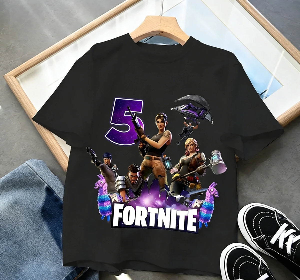Fortnites dječje majice s brojem za rođendane za djevojčice i dječake, ljetna odjeća, pamučne majice za bebe, kratke majice za zabave, kratkih rukava, poklon za malu djecu