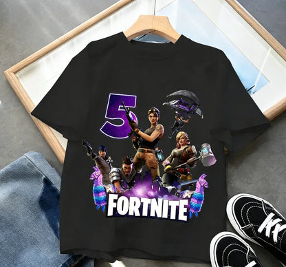 Fortnites dječje majice s brojem za rođendane za djevojčice i dječake, ljetna odjeća, pamučne majice za bebe, kratke majice za zabave, kratkih rukava, poklon za malu djecu