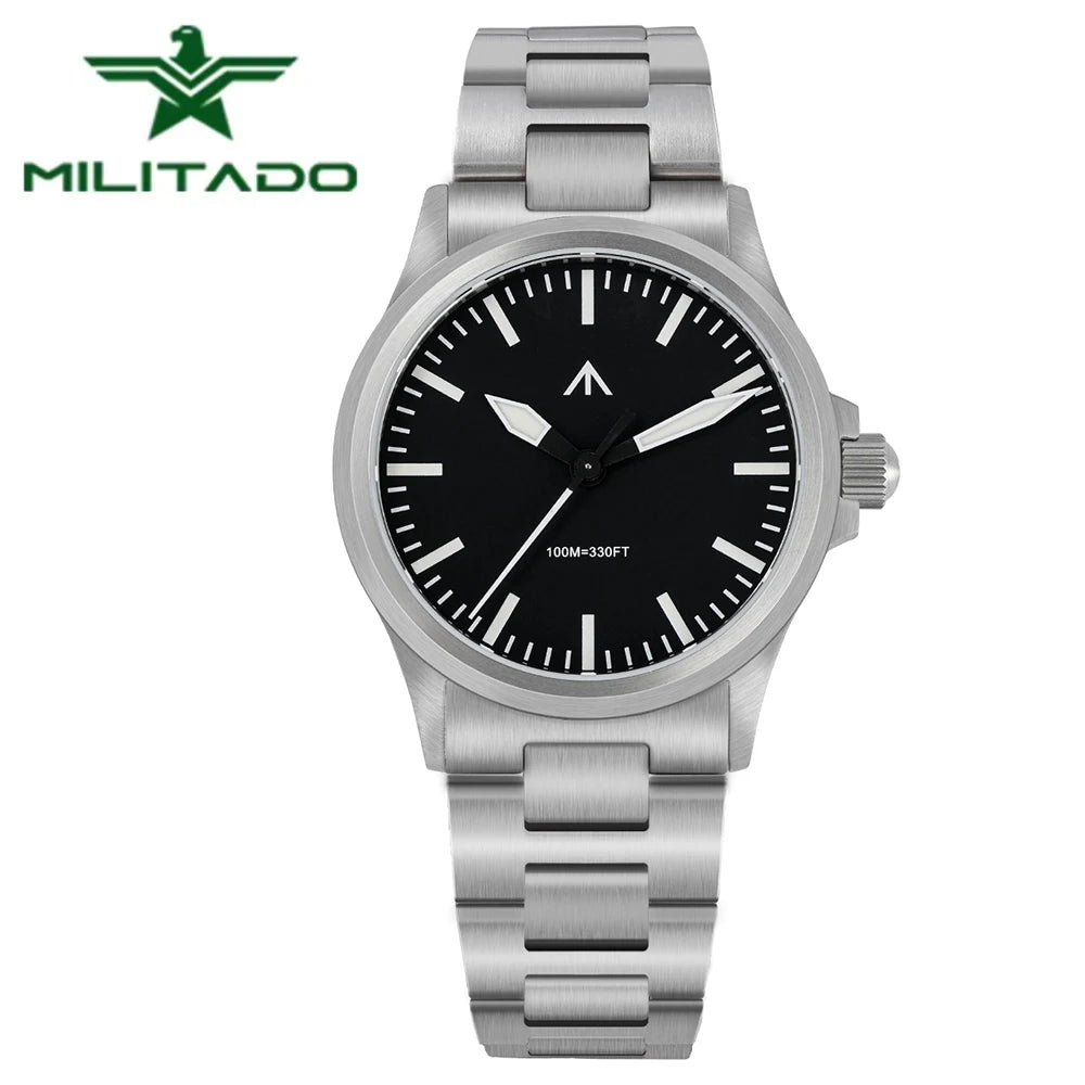 Militado  ML18 36mm Men Watch VH31 Quartz Movement Watches Luminous Sapphire Double Domed Crystal Waterproof Vintage Wristwatch