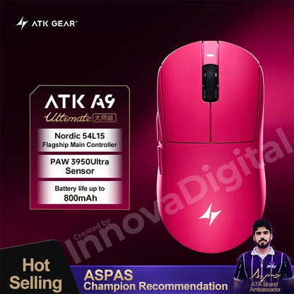 ATK Dragonfly A9 Ultimate bezdrôtová herná myš A9 Air PAW3950 ultraľahká ergonomická e-športová FPS myš pre hráčov CSGO A9 Ultra
