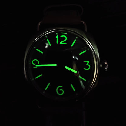 45mm Men's Vintage Pilot ST3600-1 Hand-Wound Mechanical Movement Luminous Sterile Dial Green Strap Men's Watch