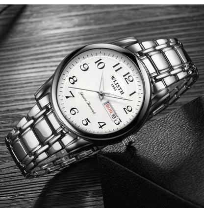 Montre de luxe pour femme, montre à quartz, montre-bracelet numérique, étanche, avec calendrier et affichage lumineux ; style mode et professionnel, convient aussi aux hommes.