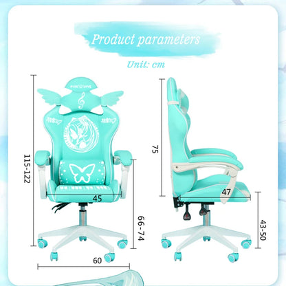 Cute Electronic music girl pink Shilla gaming Chair home Office casual Computer Chair lifting rotating cartoon cartoon chair