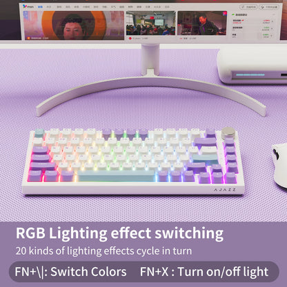 Teclado mecánico con cable AJAZZ AK820 75%: hot‑swappable, retroiluminación RGB/blanca/azul hielo, control con perilla de volumen | Para oficina y gaming