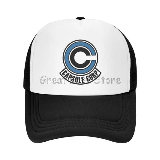 Capsule Corp Mesh Baseball Caps Unisex Hip-Hop Trucker Hat Anime DBZ Dad Hat Adjustable Racing Cap Summer Trucker Snapback Hats