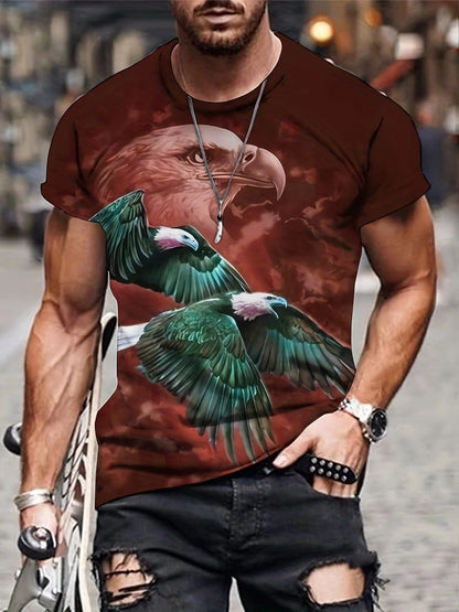 T-shirts Gráficas Fashion Eagle de Luxo — T-shirt de Verão para Homem, Tops Casuais de Manga Curta com Impressão 3D, Roupa Masculina