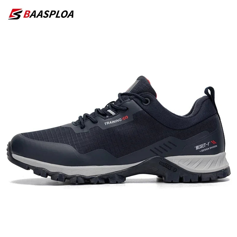 Baasploa Men New Hiking Shoes Outdoor Waterproof Wear Resistant Non Slip Sneakers Male Casual Lightweight Lace-Up Walking Shoes