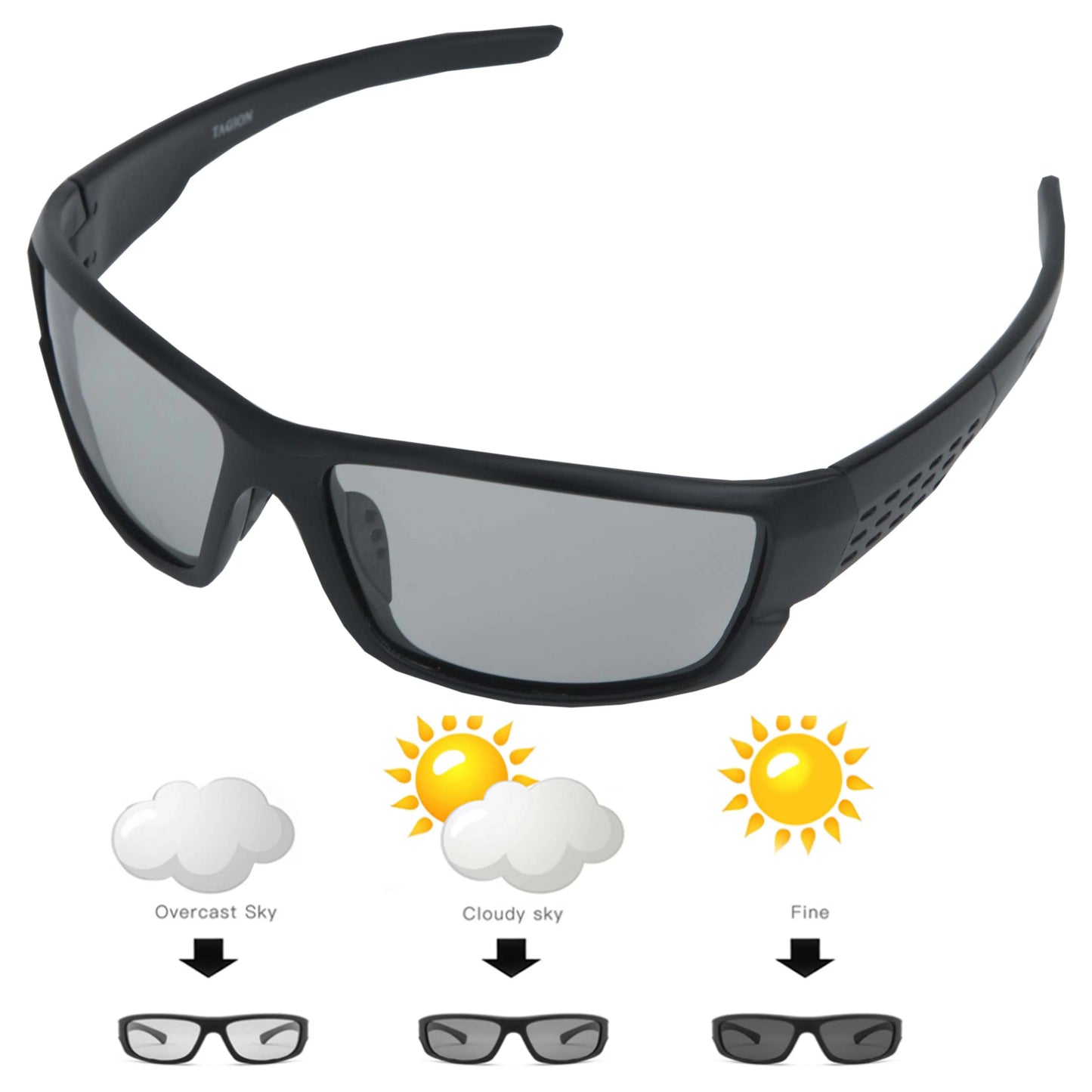 TAGION Black Plastic Polarized Sunglasses Men Outdoor Sports Sun Glasses Fishing Cycling Eyewear Male Designer Goggles UV400