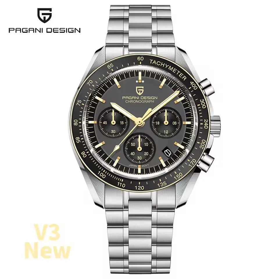 2026 New PAGANI DESIGN Golden Moon Mens Watches Luxury Quartz Watch Men Speed Sports Chronograph Man AR Sapphire Waterproof Gift