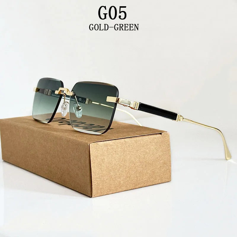 New 2024 Square Sunglasses Women Trendy Vintage Designer Rimless Sunglasses For Men Vacation Fashion Glasses Lentes De Sol Mujer
