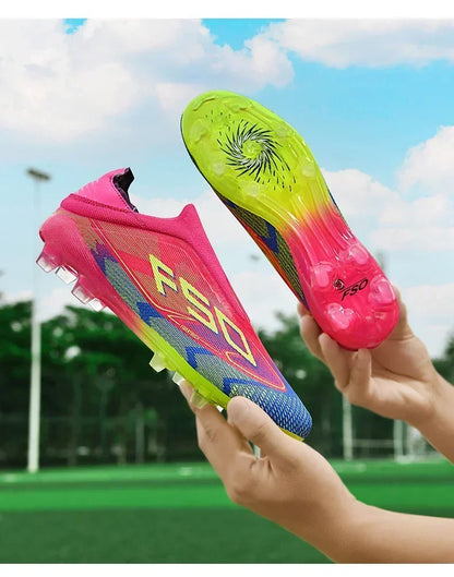 Nouvelles chaussures de football pour hommes, mi-hautes, légères, très vendues, pour l'entraînement sur herbe, antidérapantes, crampons de haute qualité pour l'extérieur.