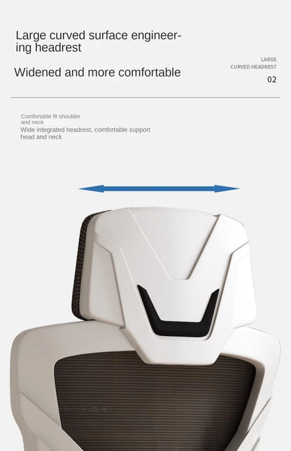 Ergonomisk lænesæde, komfortabel kontorstol, computerstol til hjemmet, studiekollegie, gamingstol med fodstøtte