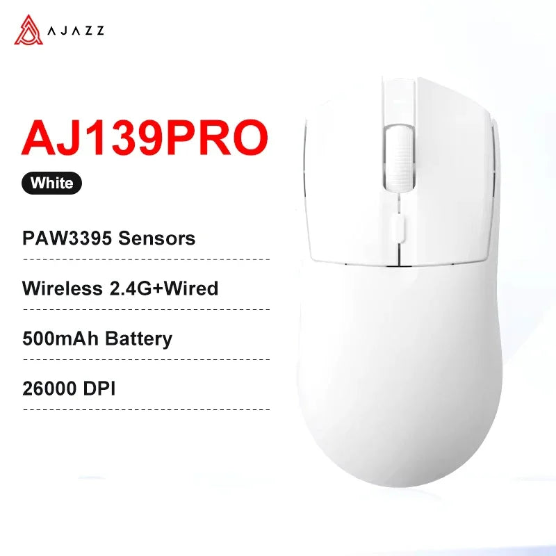 AJAZZ AJ139 V2 MC/AJ139 PRO vezeték nélküli gaming egér PAW3311/PAW3395 szenzorral, 12000DPI/26000DPI, 500mAh, Bluetooth gamer egér PC-hez