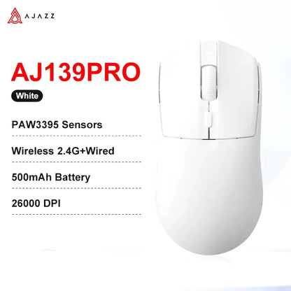 AJAZZ AJ139 V2 MC/AJ139 PRO vezeték nélküli gaming egér PAW3311/PAW3395 szenzorral, 12000DPI/26000DPI, 500mAh, Bluetooth gamer egér PC-hez