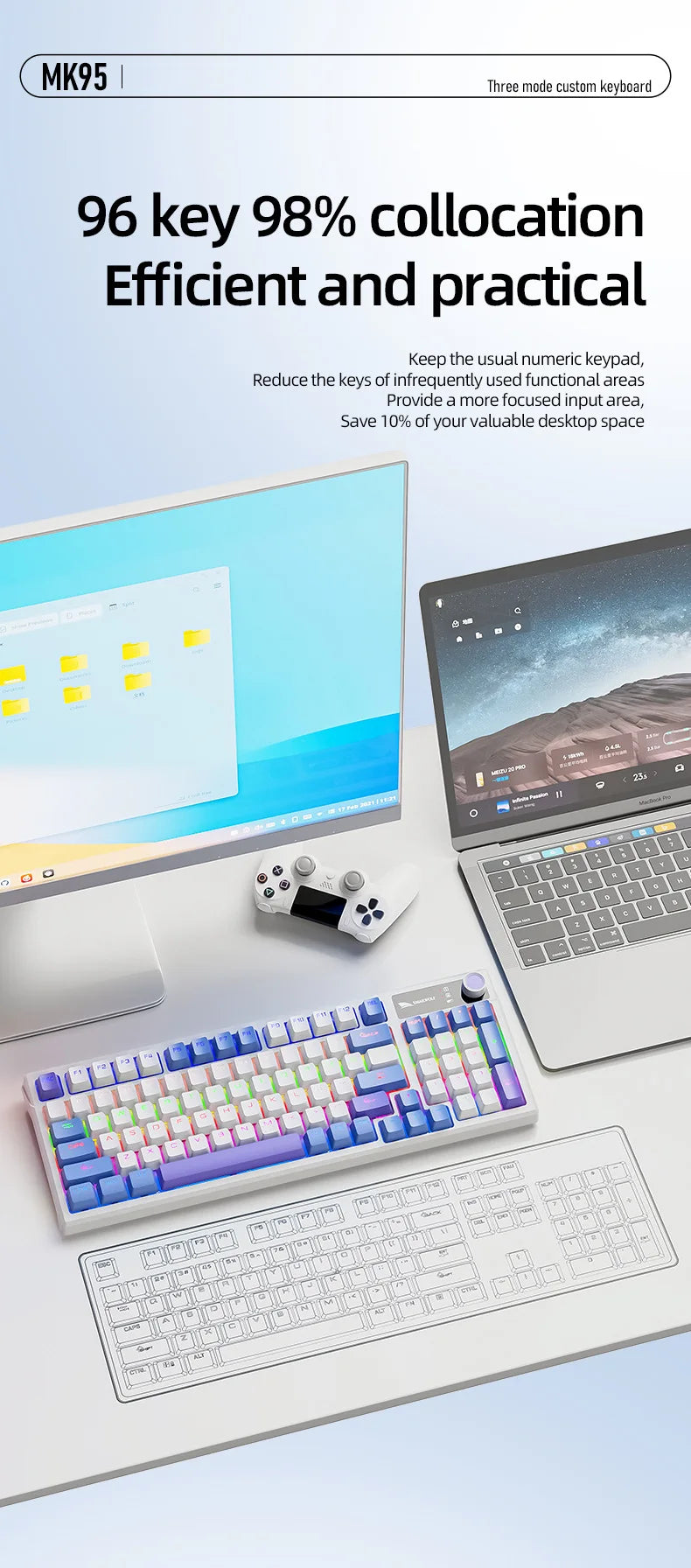 Spanish Mechanical Keyboard Spanish Russian Arabic Korean Thai Gaming Keyboard 95 Key Layout Backlight Type C With Numpad SK15