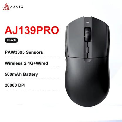 AJAZZ AJ139 V2 MC/AJ139 PRO vezeték nélküli gaming egér PAW3311/PAW3395 szenzorral, 12000DPI/26000DPI, 500mAh, Bluetooth gamer egér PC-hez