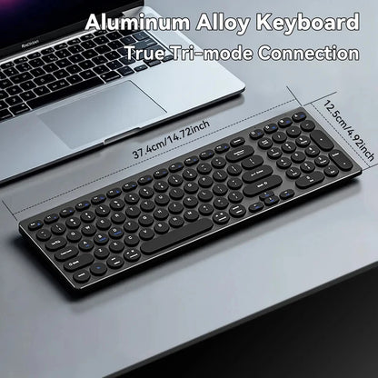 98-Key Ultra-Thin Silent Keyboard with Scissor-Switch, Tri-Mode BT/2.4G/Type-C Connectivity&Ergonomic Design For Typing
