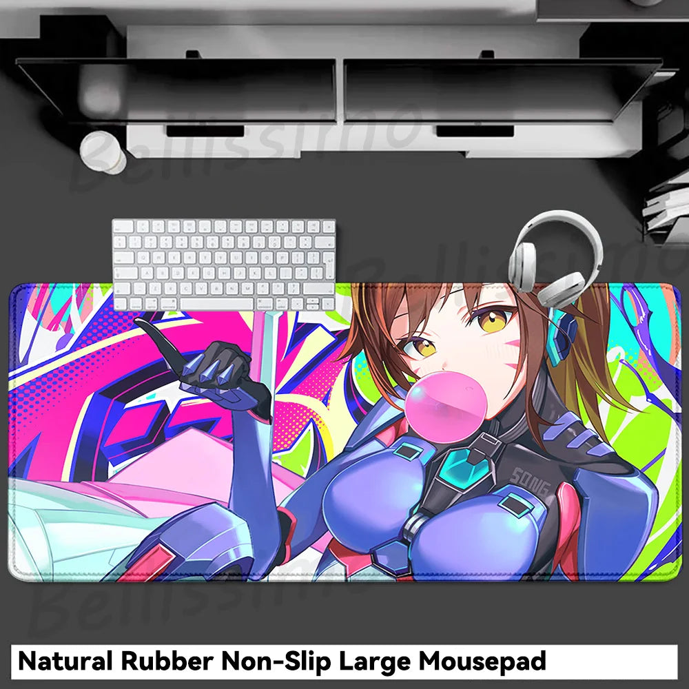 Accesorios Gaming O-Overwatch D-D.va Alfombrilla de Ratón Grande, Alfombrilla para Teclado y Ratón PC, Deskmat XXL Extendida, Alfombrilla Gamer