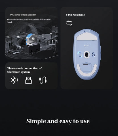 MCHOSE G3 V2 Pro Wireless Gaming Mouse Tri-Mode Bluetooth 800mAh Rechargeable Lightweight Customized Ergonomics Esports Mouse