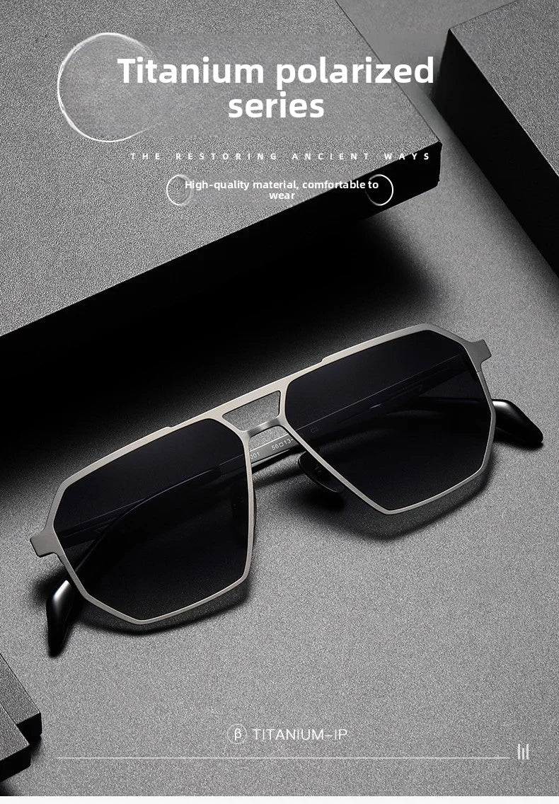 Pure Titanium Sunglasses Men Vintage Square Polarized Sun Glasses for men Women 2026 New Retro driving Mirrored UV400 Shades