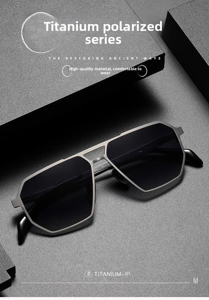 Pure Titanium Sunglasses Men Vintage Square Polarized Sun Glasses for men Women 2026 New Retro driving Mirrored UV400 Shades