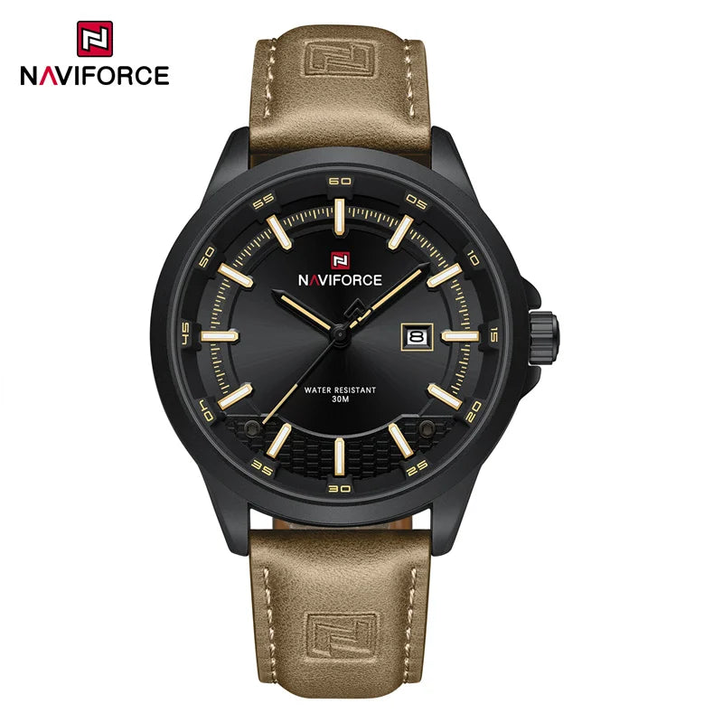 Naviforce 9248 Top Brand New Sport Wristwatch Luxury Military Auto Date Leather Simple Quartz Original Male Clock
